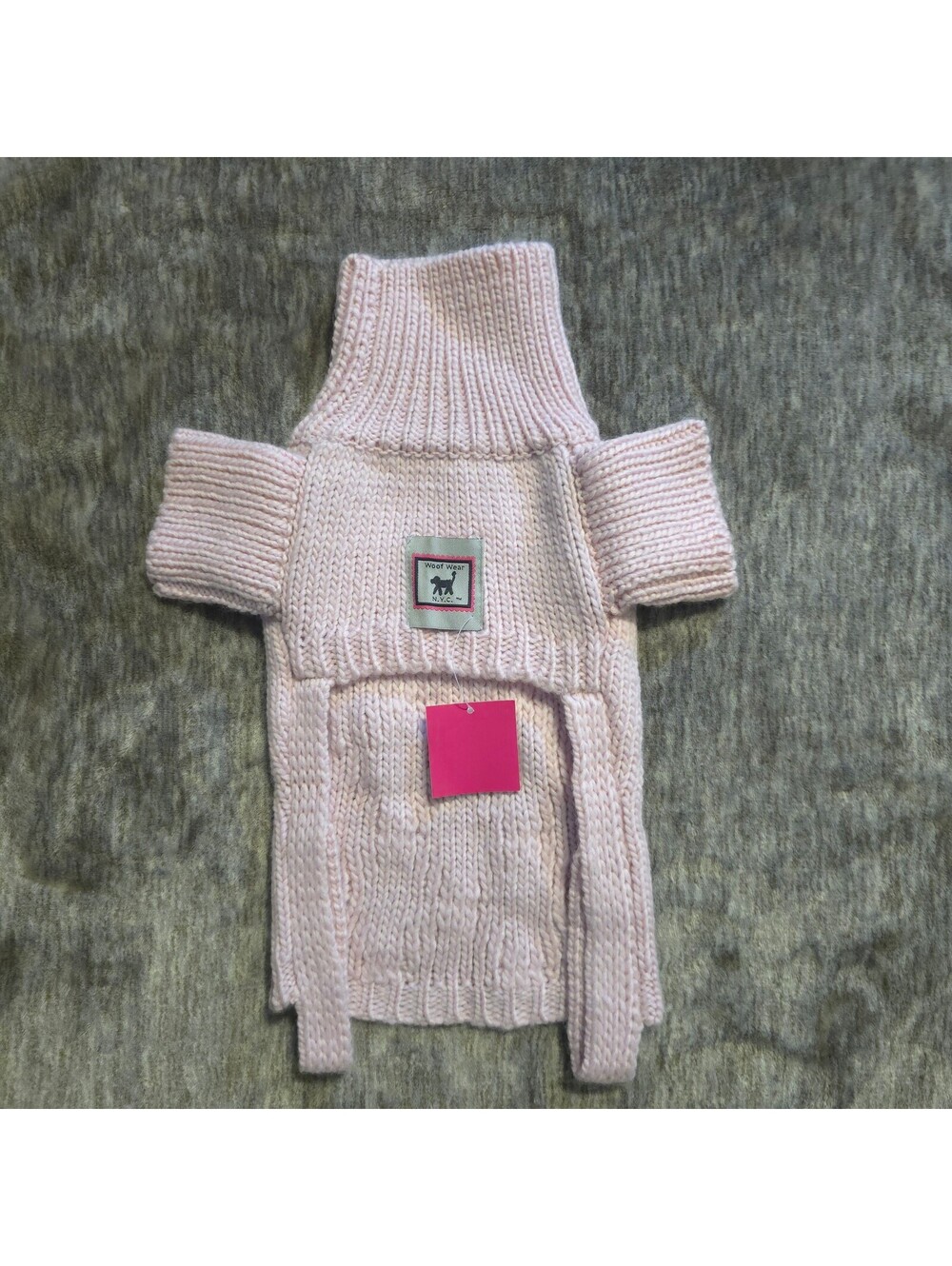 Woof Wear NYC Pink Knit Dog Sweater with Turtleneck